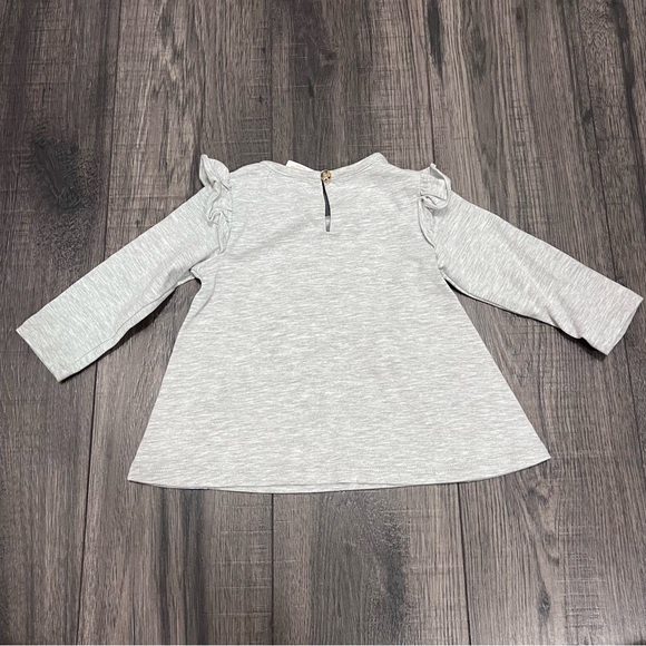 Savannah Flounce Over Shoulder Bunny Motif Long Sleeve Tee & Gold Pattern Pants - Picture 6 of 7